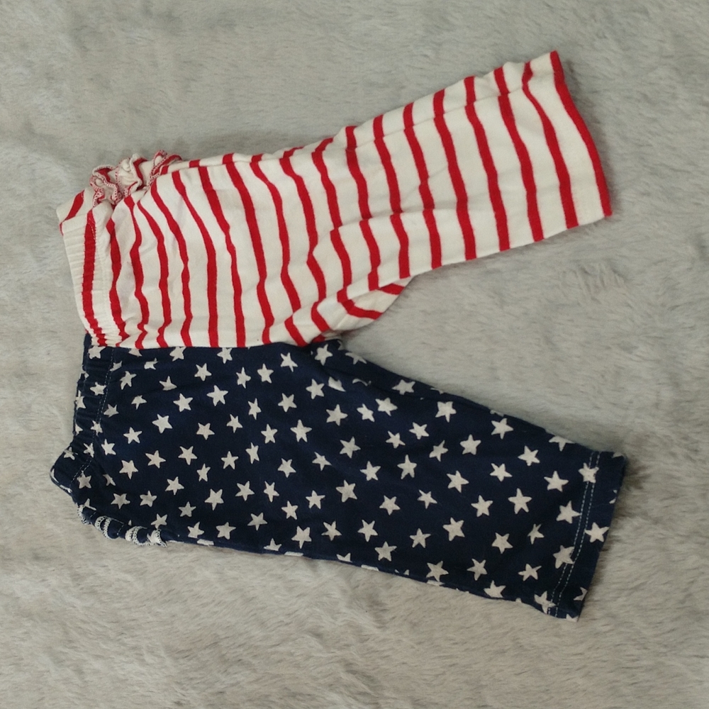 2/$15 Old Navy Ruffle Butt Pants American Flag Patriotic Size 3-6 Months
